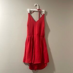 Lush Red Coral Flowy Halter Backless Romper - L